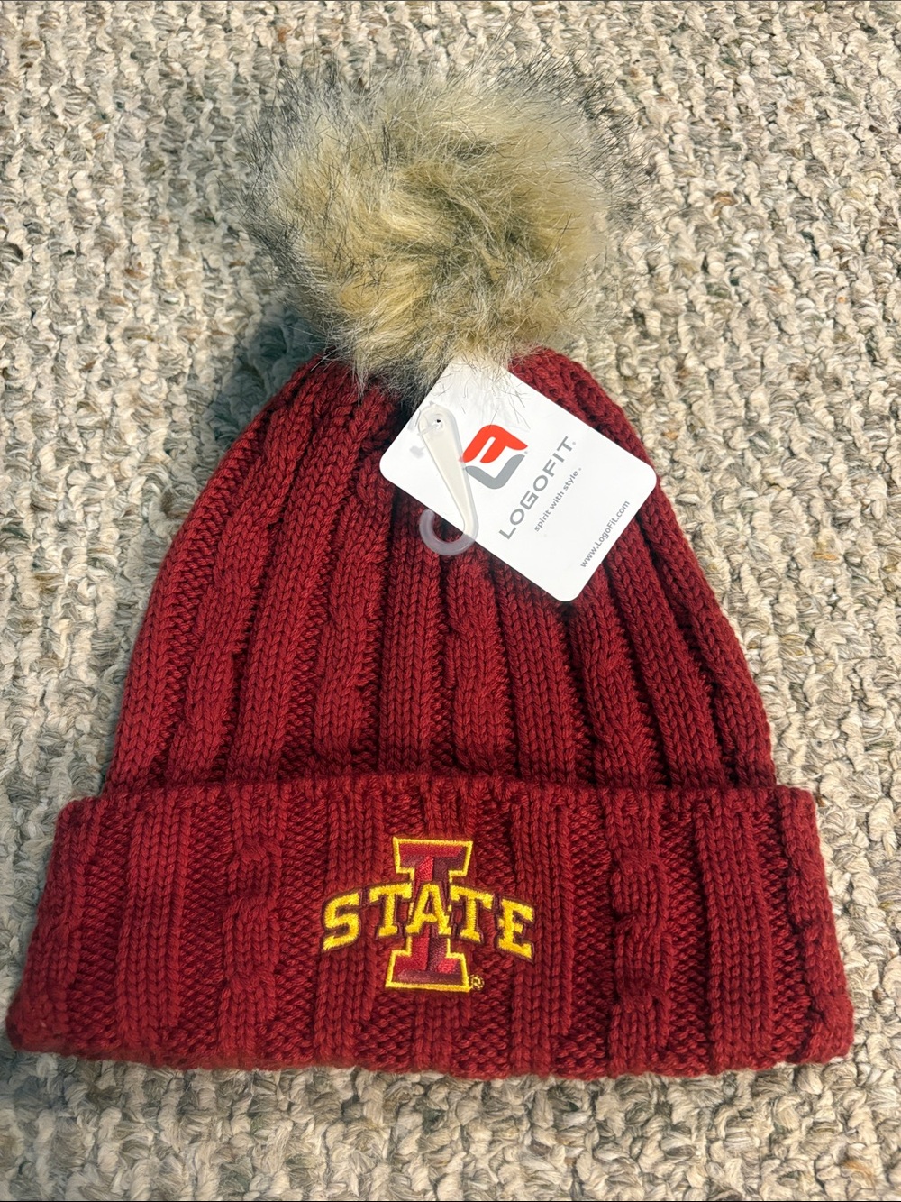 LOGO Women’s Iowa State Cyclones Cable Knit Pom Beanie